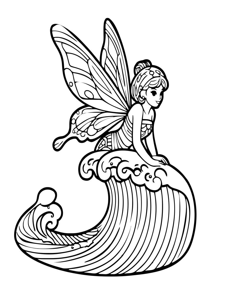 Ocean Fairy - free printable coloring page