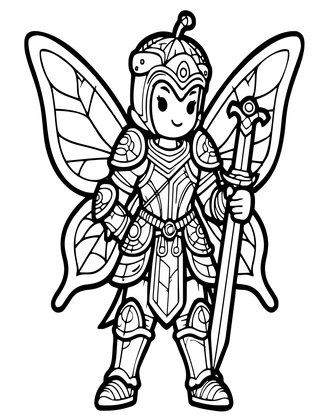 Fairy Warrior - Free printable coloring page