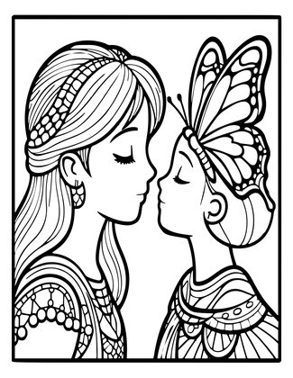 Fairy and Butterfly - Free printable coloring page