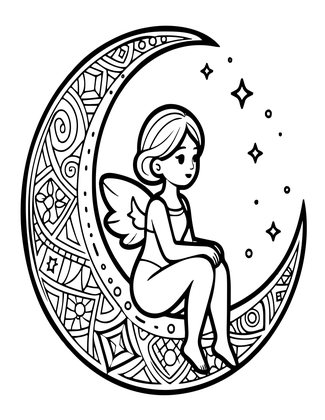 Moon Fairy - Free printable coloring page
