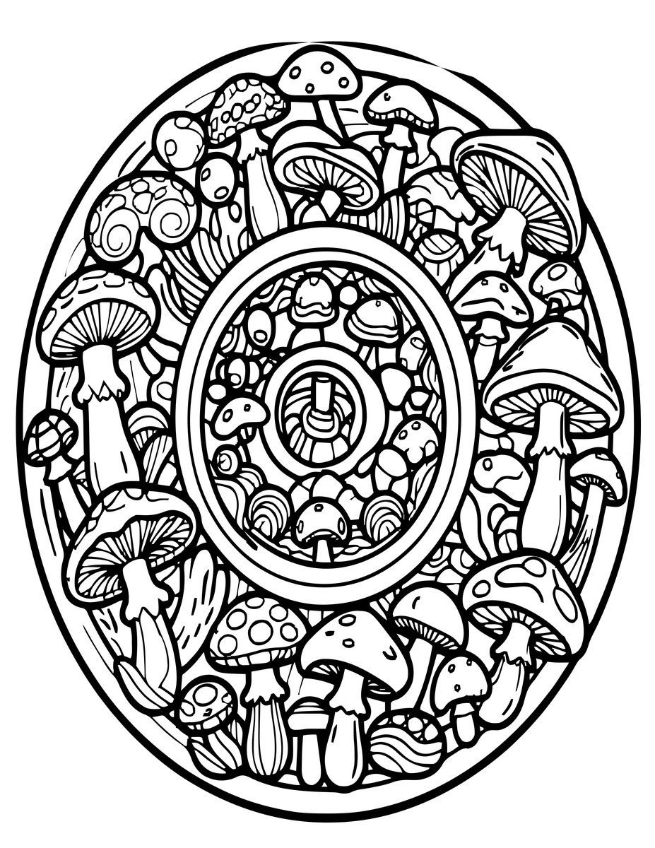 Mushroom Circle Detail - free printable coloring page
