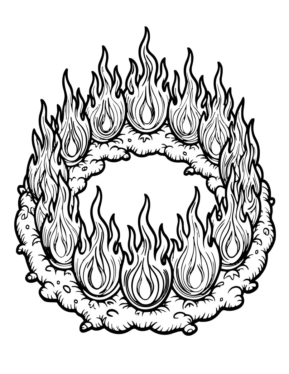 Fire Circle - free printable coloring page