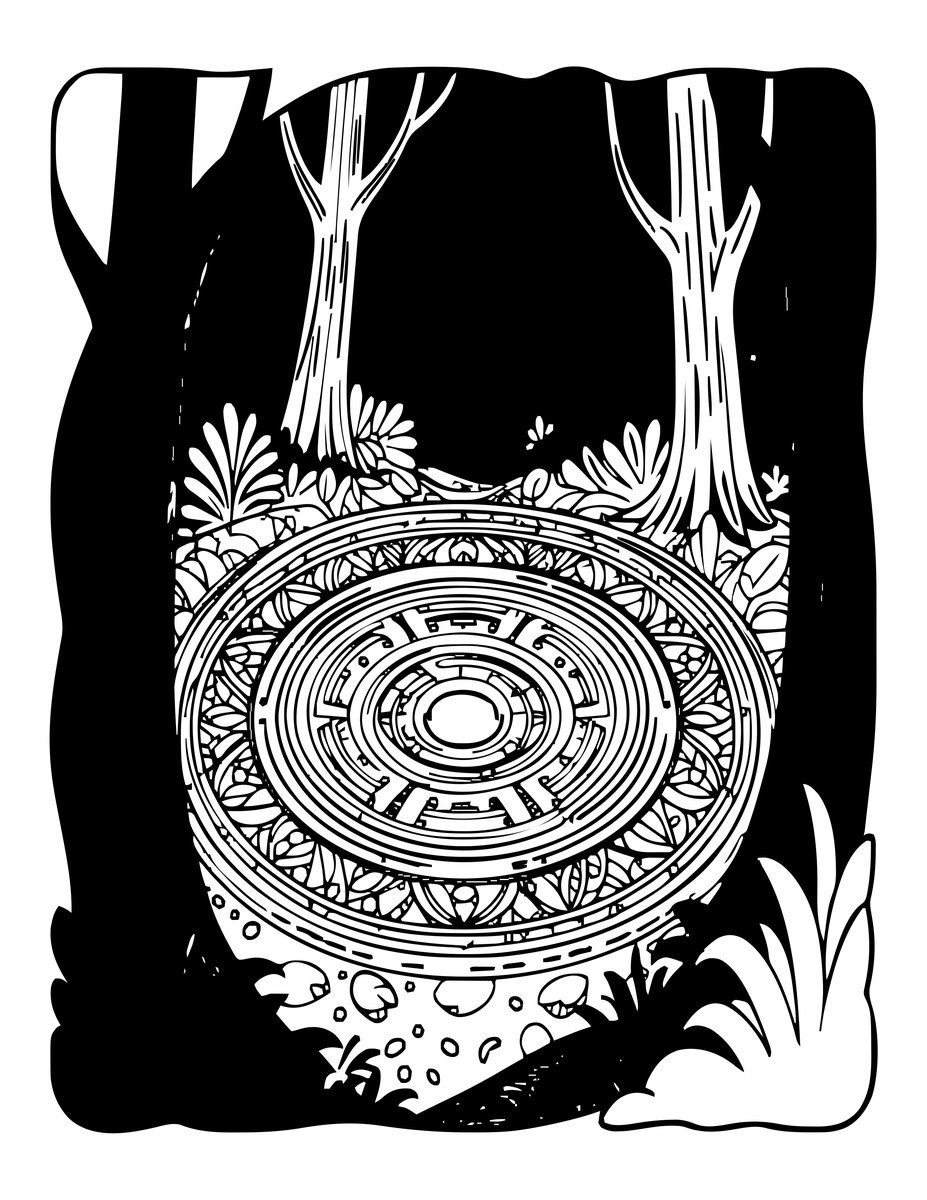 Fairy Circle at Night - free printable coloring page