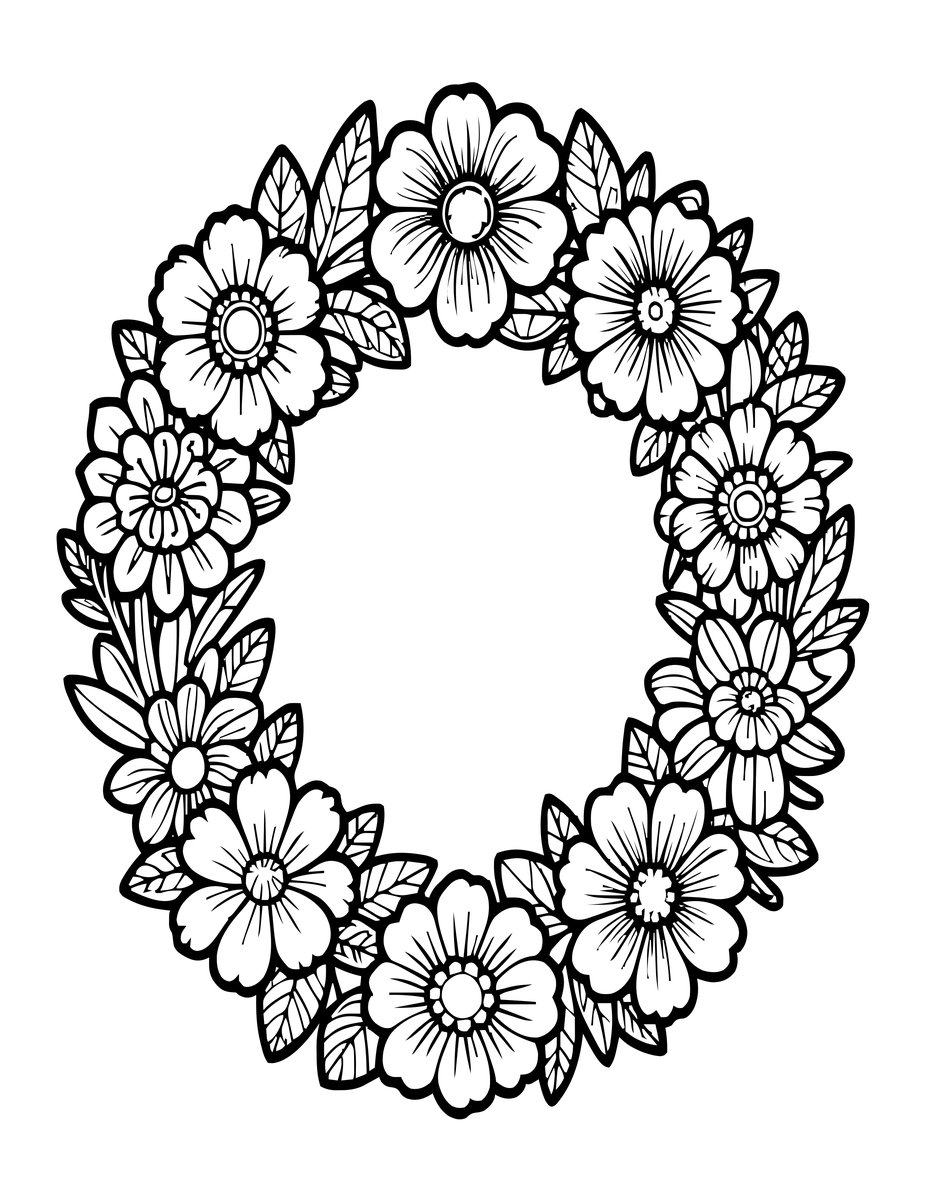 Flower Circle - free printable coloring page