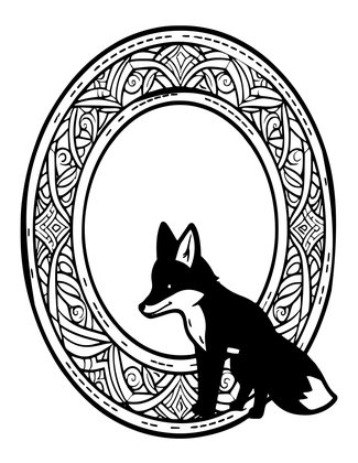 Fairy Circle and Fox - Free printable coloring page