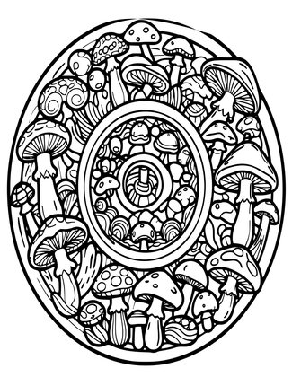 Mushroom Circle Detail - Free printable coloring page