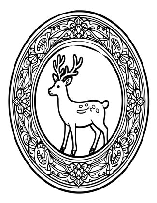 Circle and Deer - Free printable coloring page