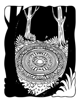 Fairy Circle at Night - Free printable coloring page