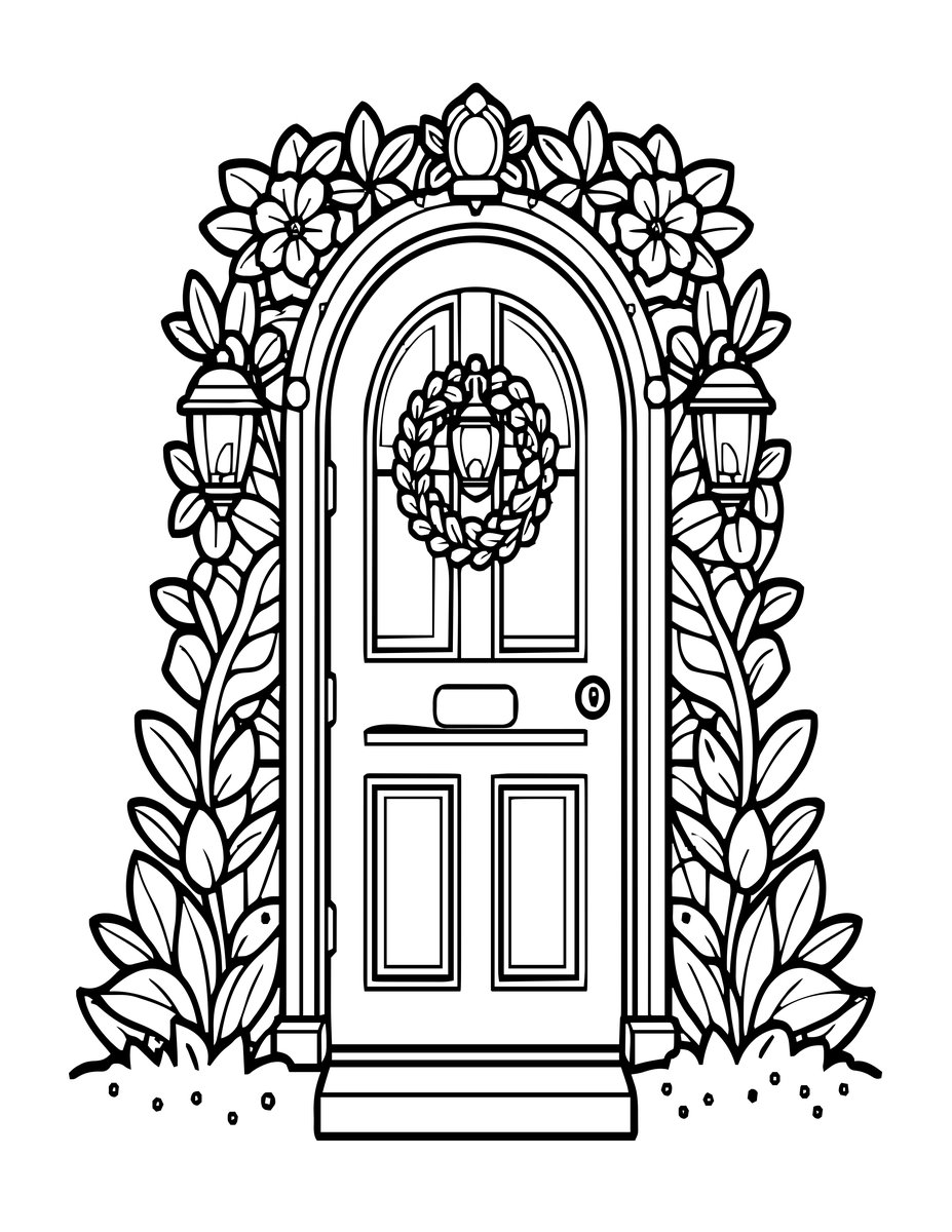 Winter Scene - free printable coloring page