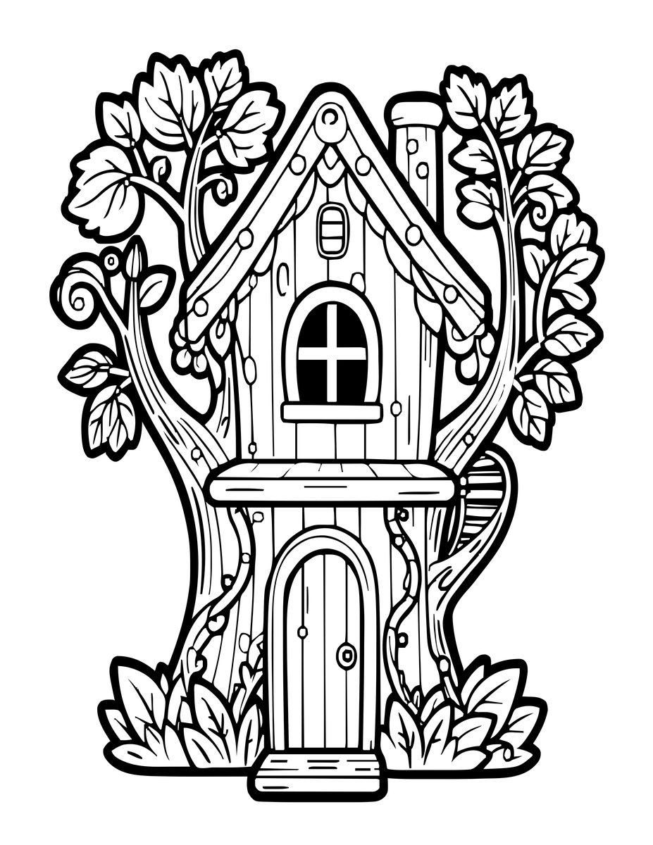 Treehouse - free printable coloring page