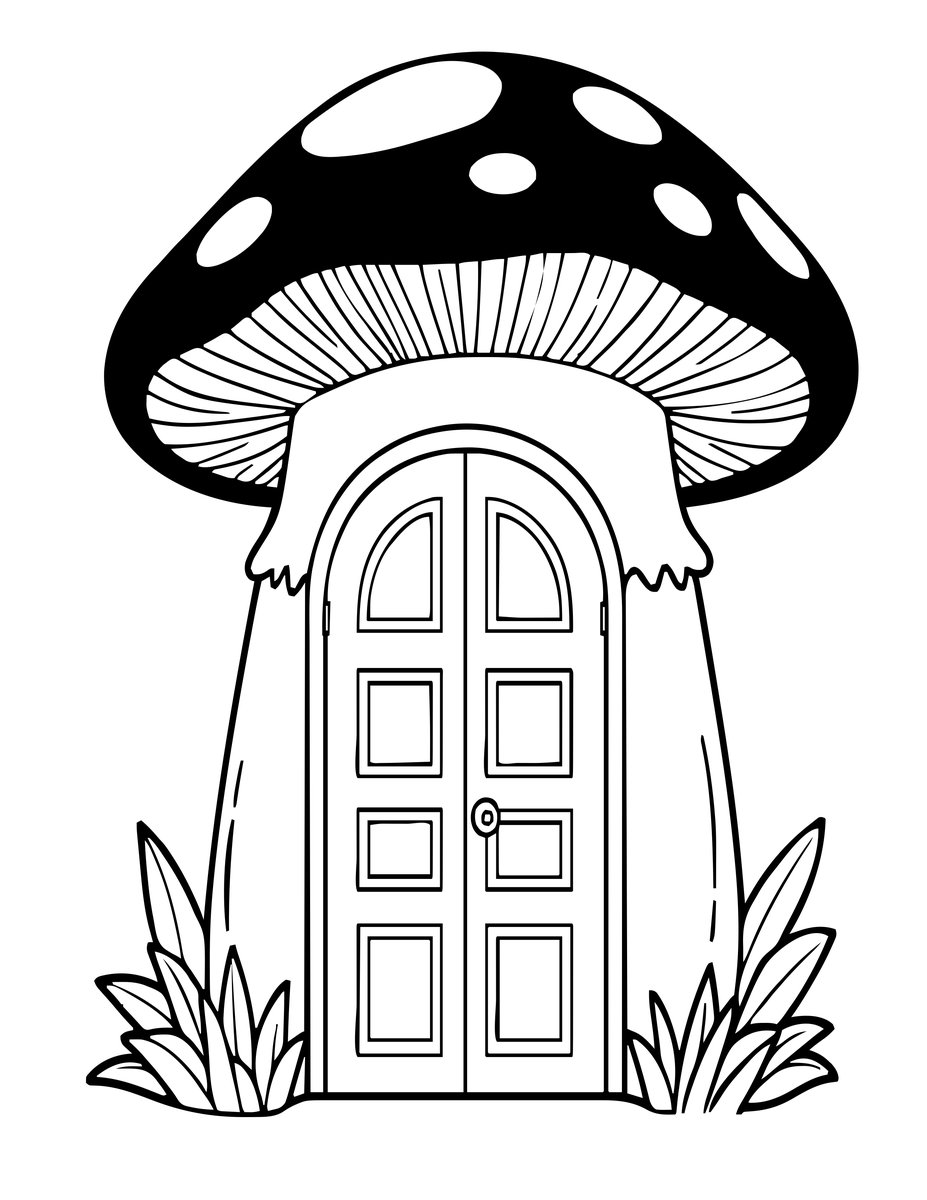 Mushroom Entrance - free printable coloring page