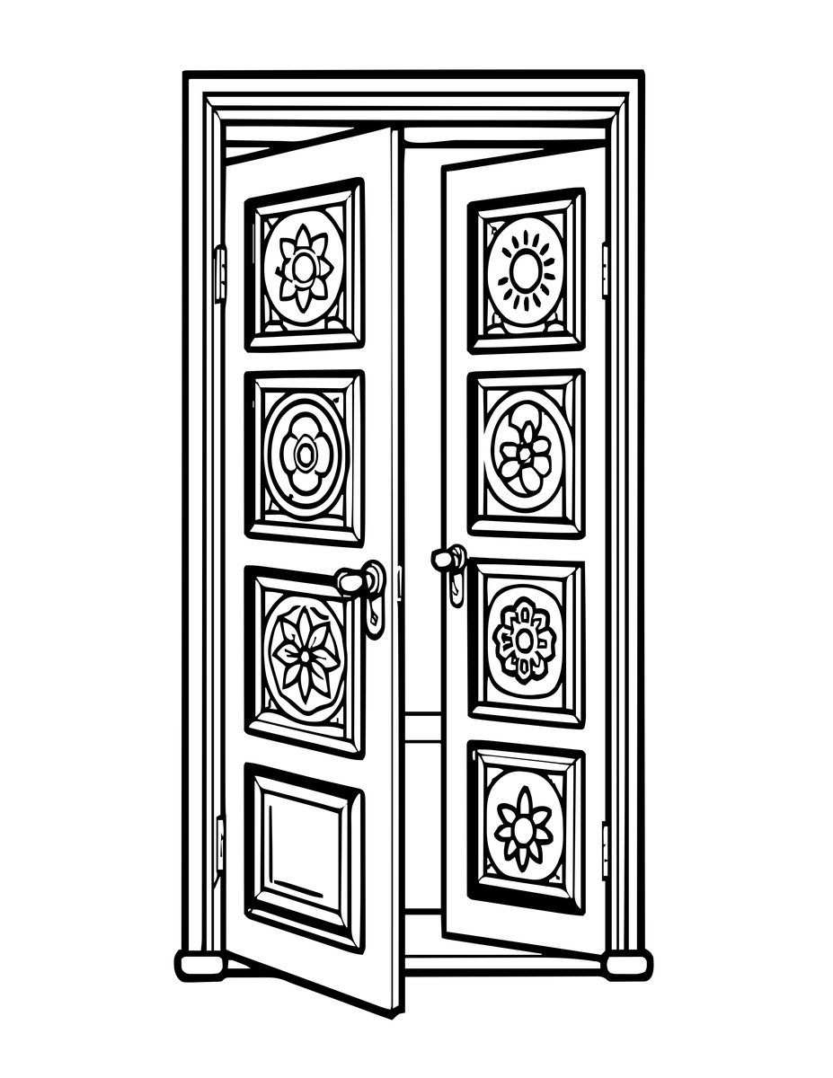 Door Ajar - free printable coloring page