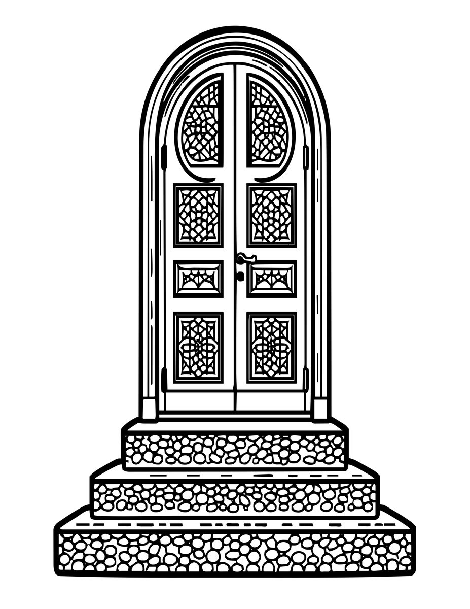 Stone Staircase - free printable coloring page