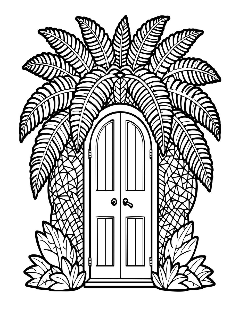 Fern Canopy - free printable coloring page