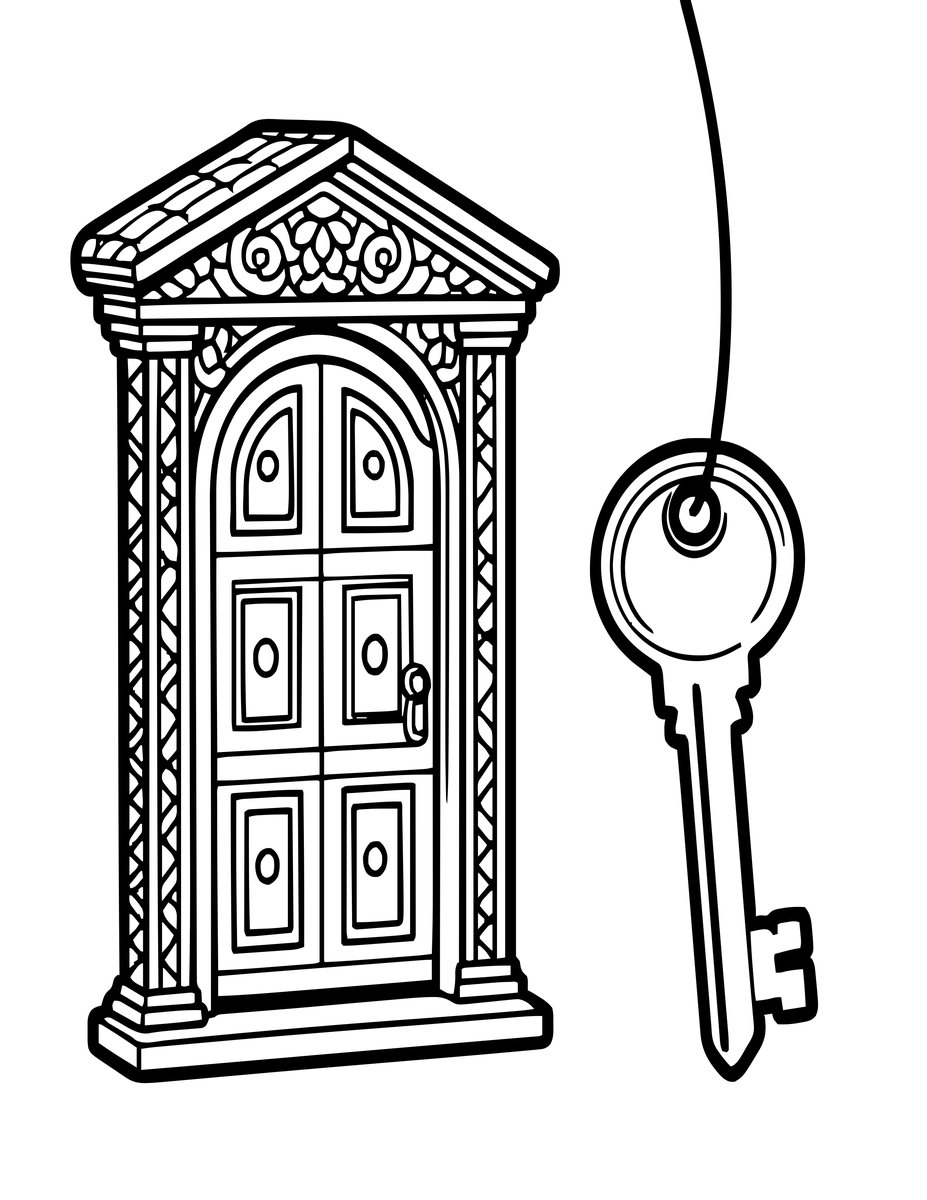Key on String - free printable coloring page