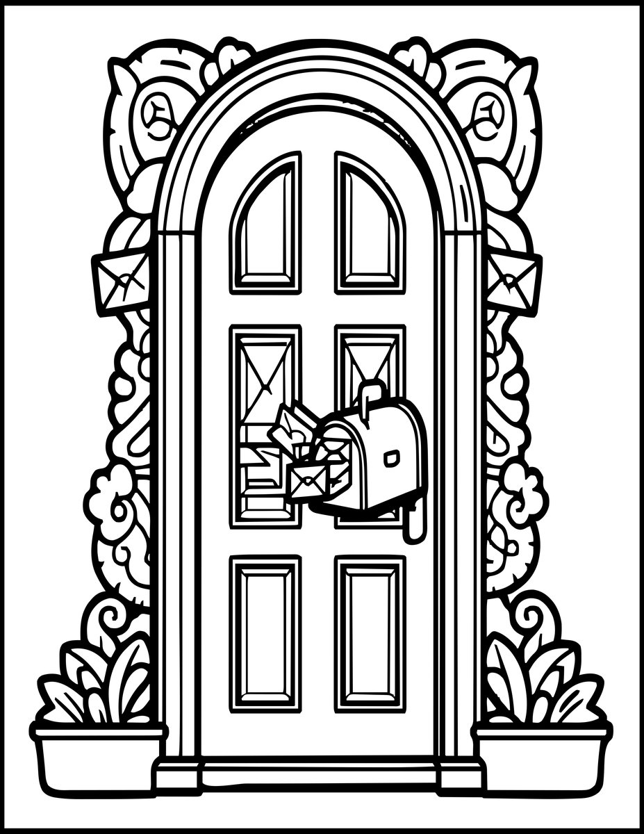 Mailbox Door - free printable coloring page
