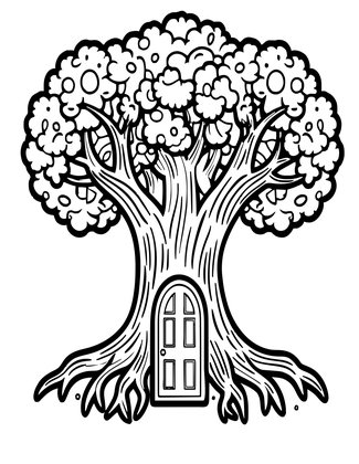 Tree Root Door - Free printable coloring page