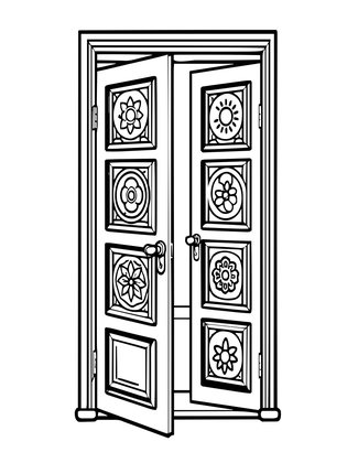 Door Ajar - Free printable coloring page