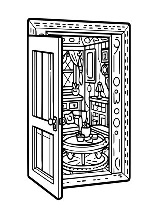 Interiors Peek - Free printable coloring page