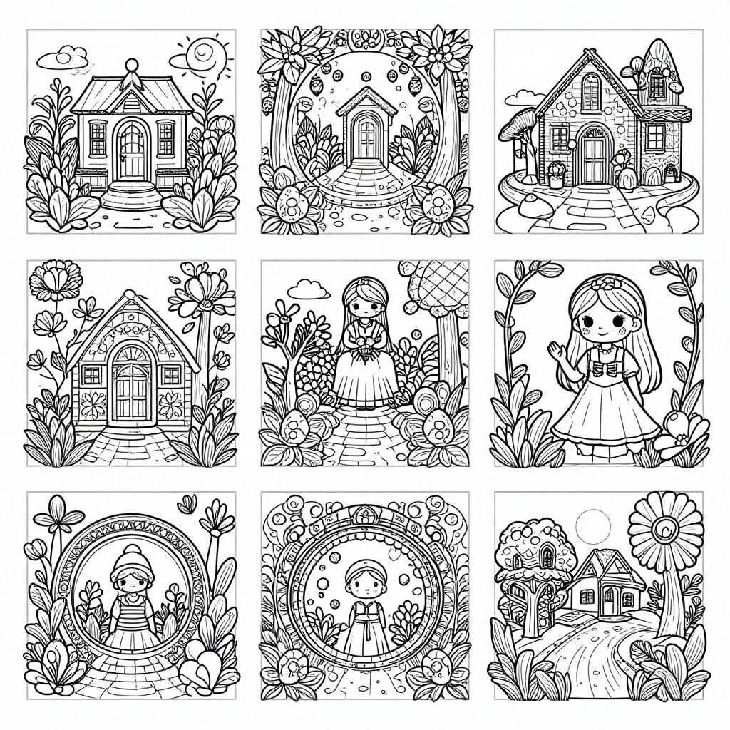 Fairy Gardens coloring pages collection - 30 free printable pages