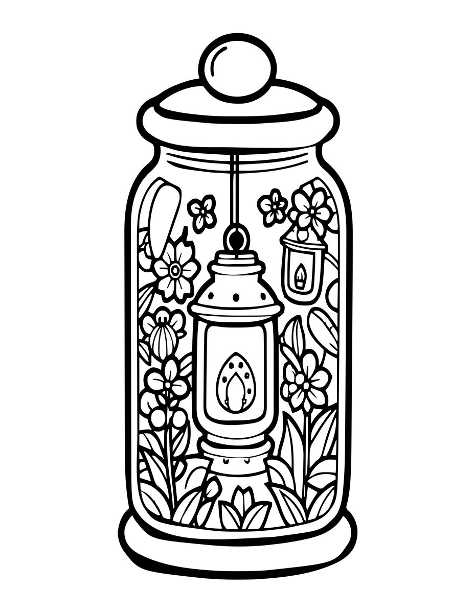 Firefly Lanterns - free printable coloring page