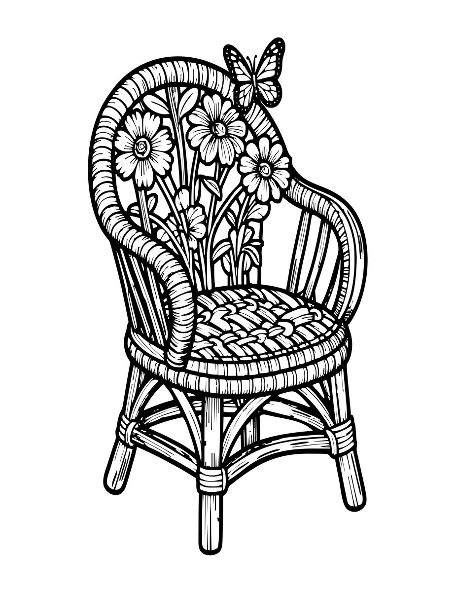Butterfly Garden Chair - free printable coloring page