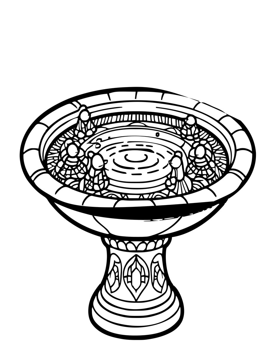Bird Bath Pond - free printable coloring page