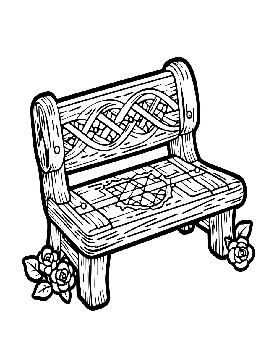 Garden Bench - free printable coloring page