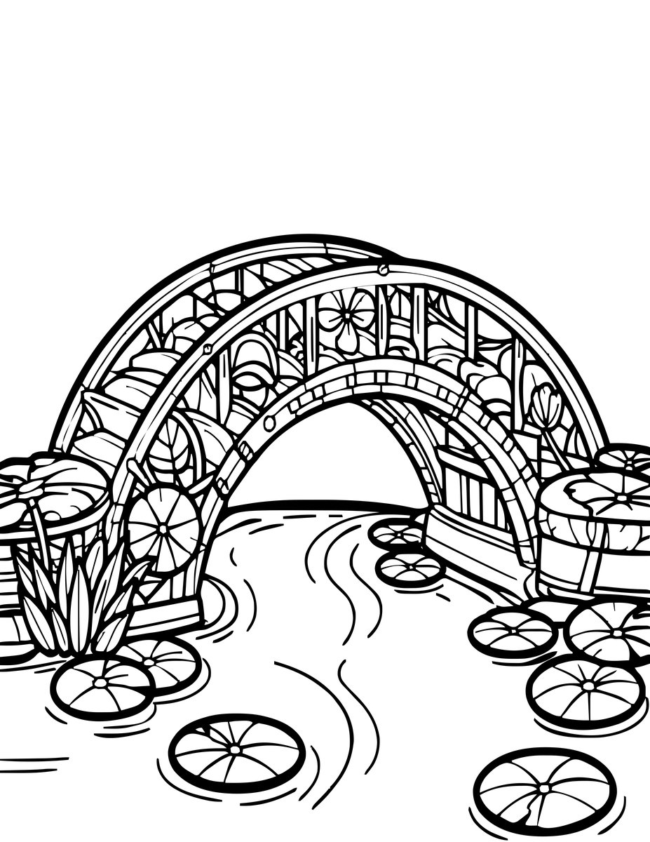 Lily Pad Bridge - free printable coloring page