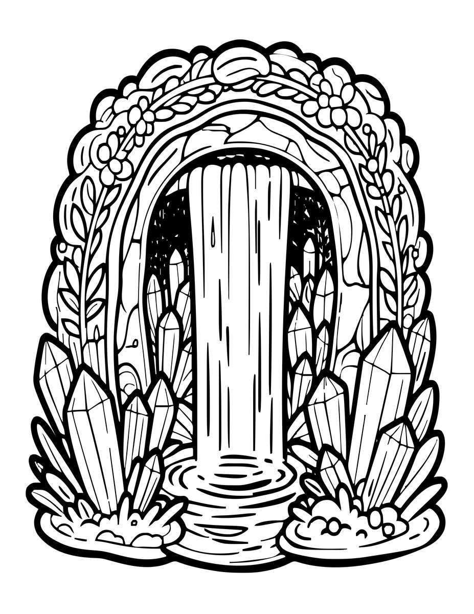 Hidden Grotto - free printable coloring page