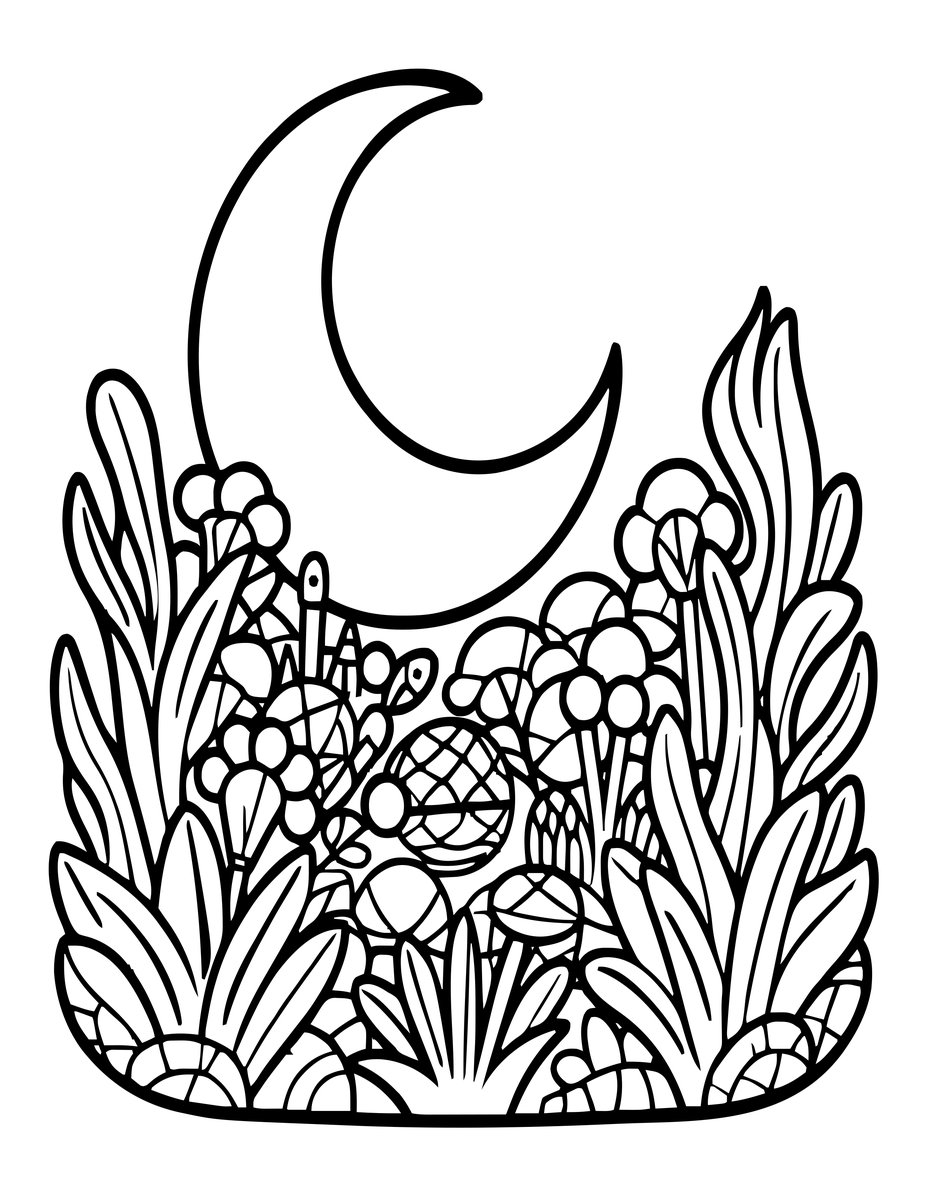 Night Fairy Garden - free printable coloring page