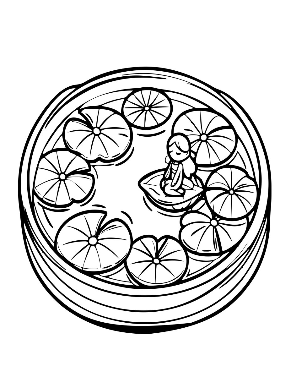 Dewdrop Pond - free printable coloring page