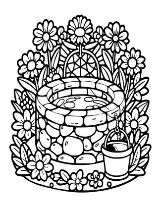 Fairy Well - Free printable coloring page