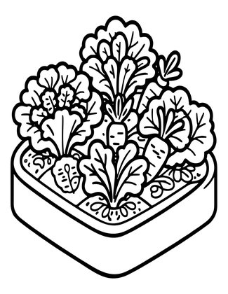 Fairy Vegetable Patch - Free printable coloring page