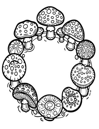 Toadstool Ring - Free printable coloring page