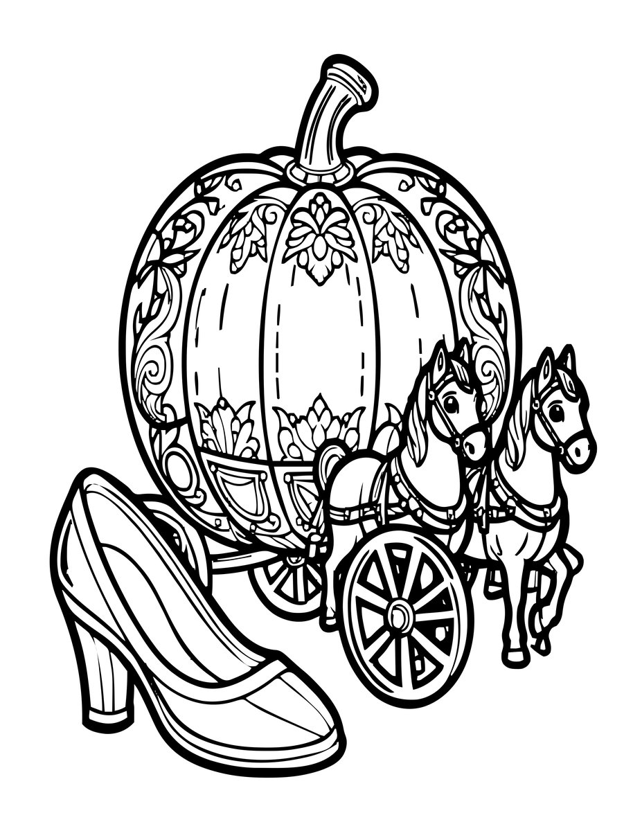 Cinderella's Carriage - free printable coloring page