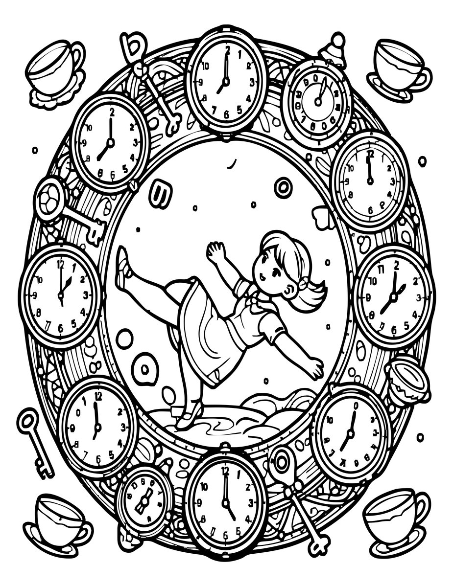 Alice in Wonderland - free printable coloring page