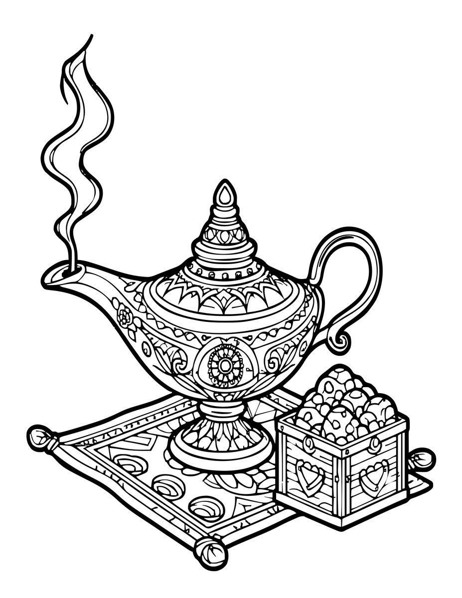 Aladdin's Lamp - free printable coloring page