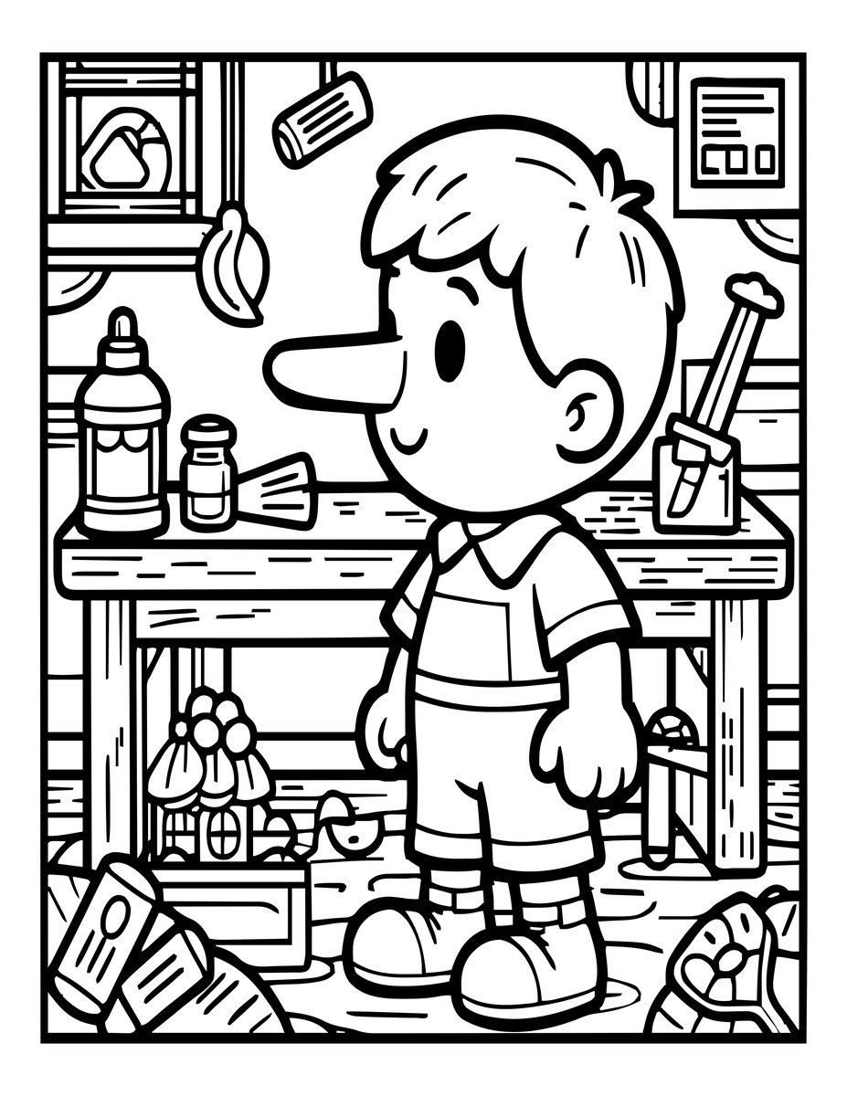 Pinocchio - free printable coloring page