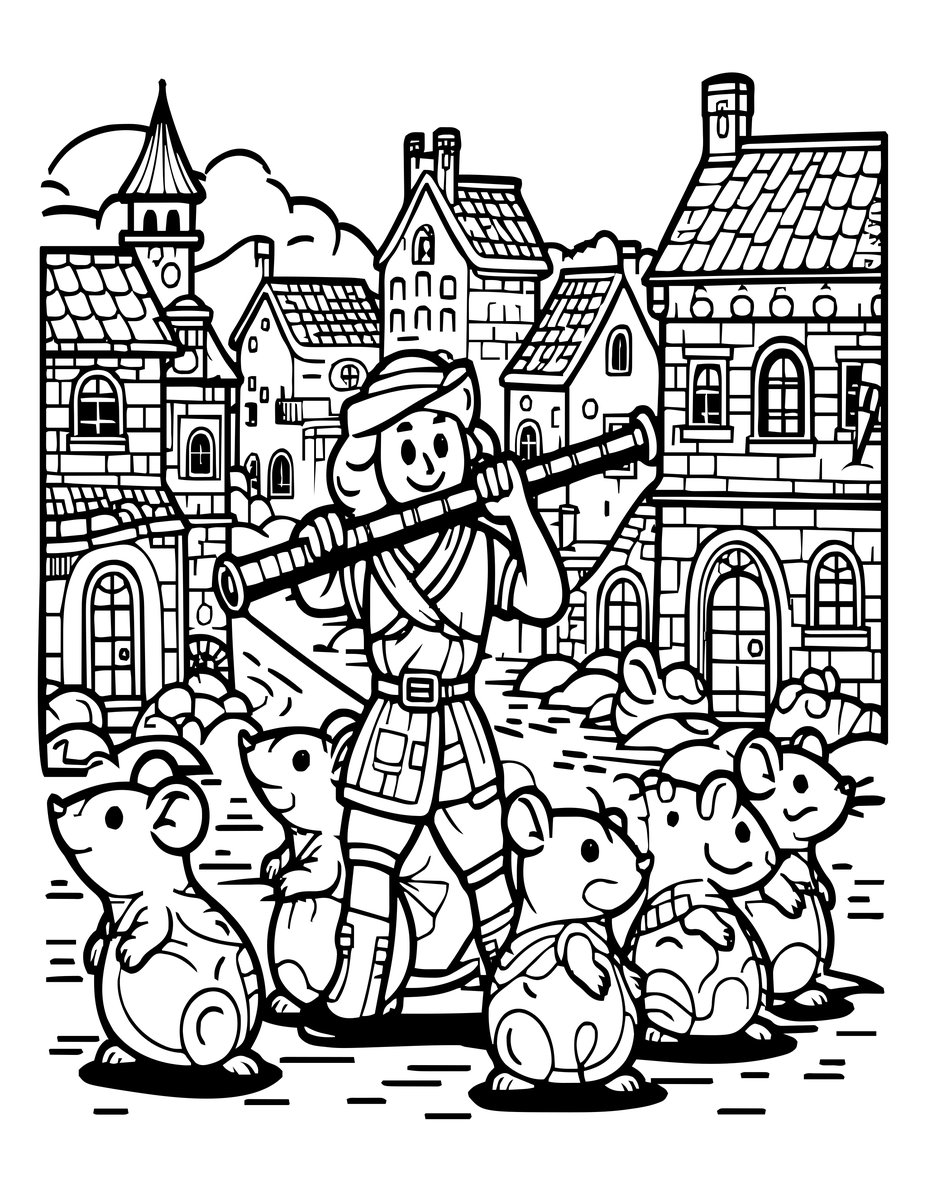 The Pied Piper - free printable coloring page