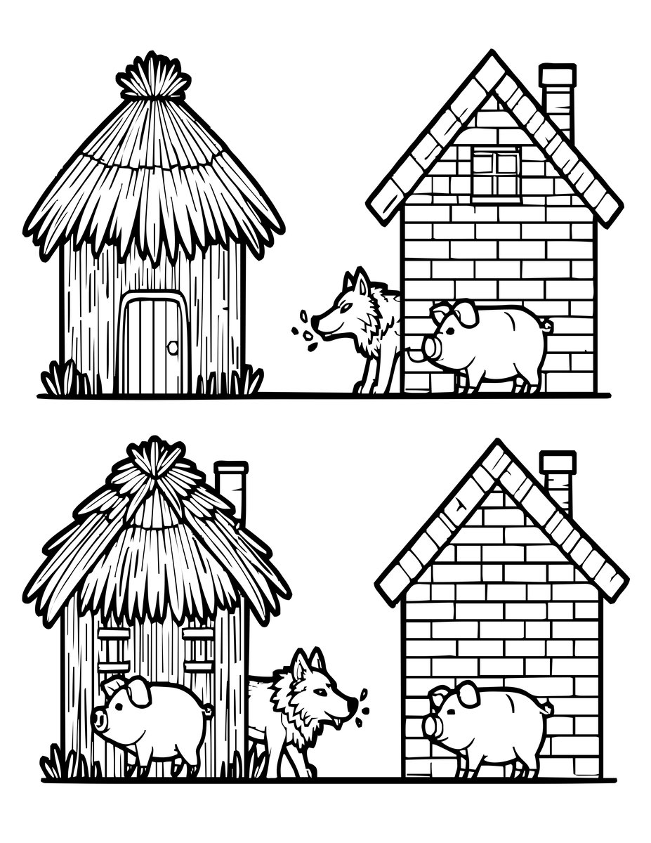 Three Little Pigs - free printable coloring page