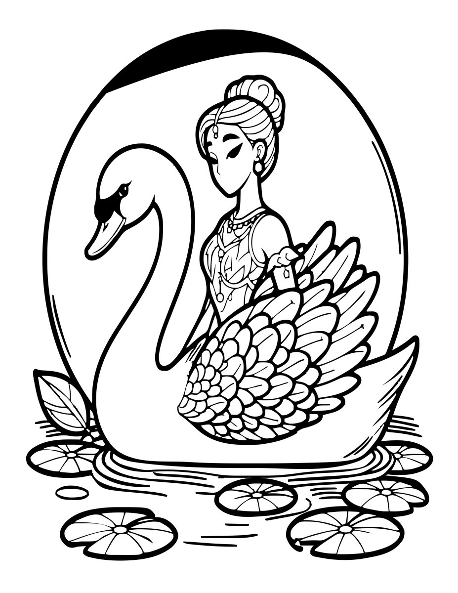 Swan Lake - free printable coloring page