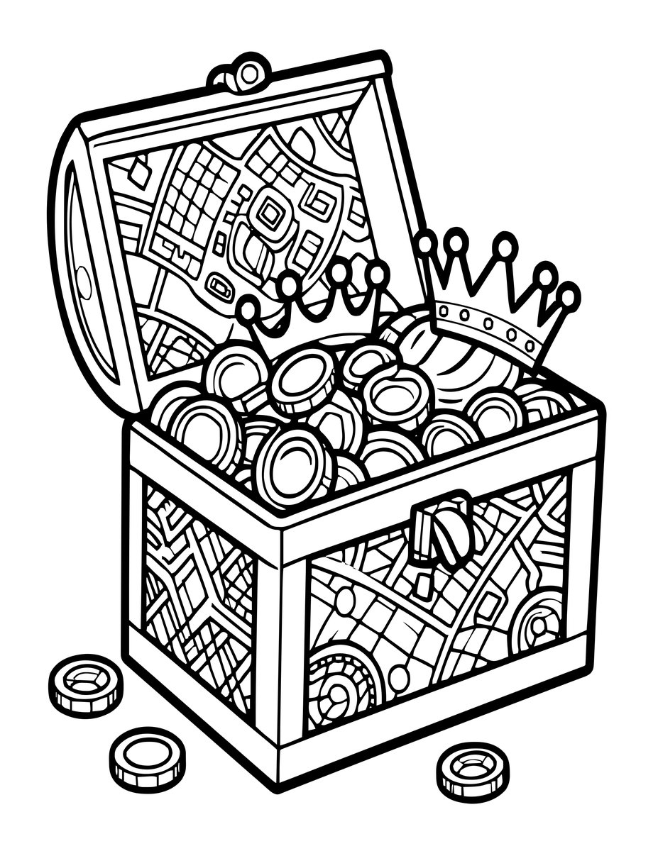 Treasure Chest - free printable coloring page