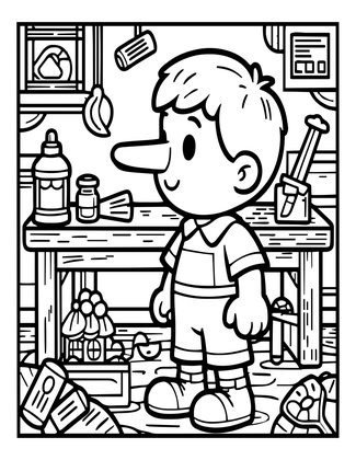 Pinocchio - Free printable coloring page