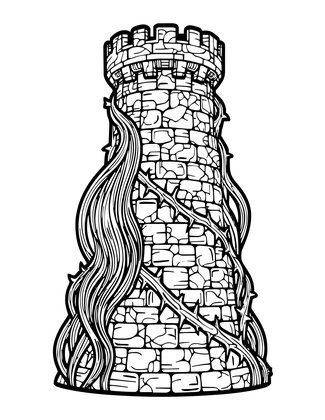 Rapunzel's Tower - Free printable coloring page