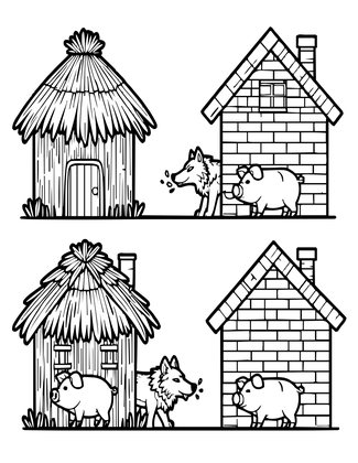 Three Little Pigs - Free printable coloring page