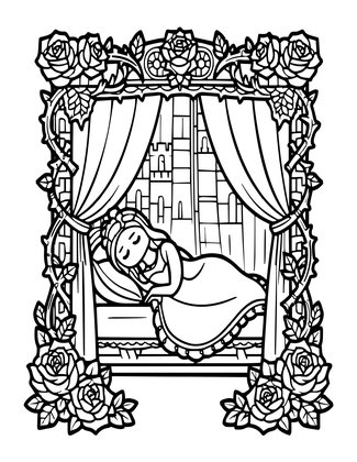 Sleeping Beauty - Free printable coloring page