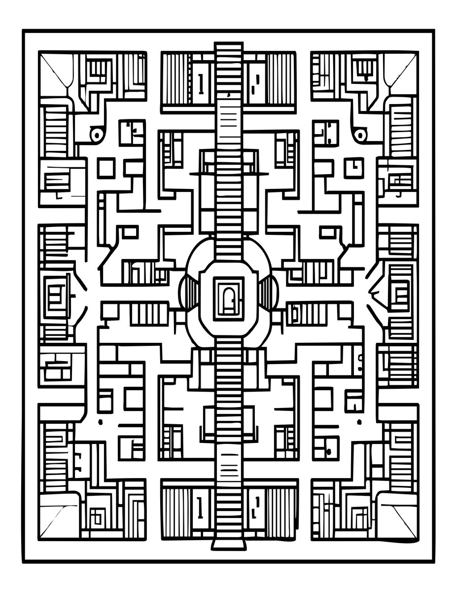 Dungeon Floor Plan - free printable coloring page
