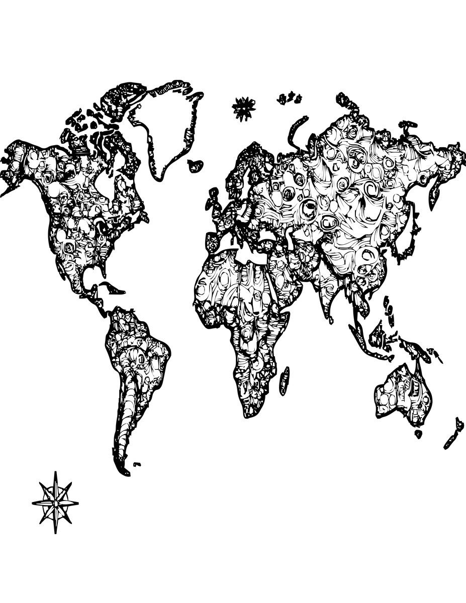 World Map - free printable coloring page