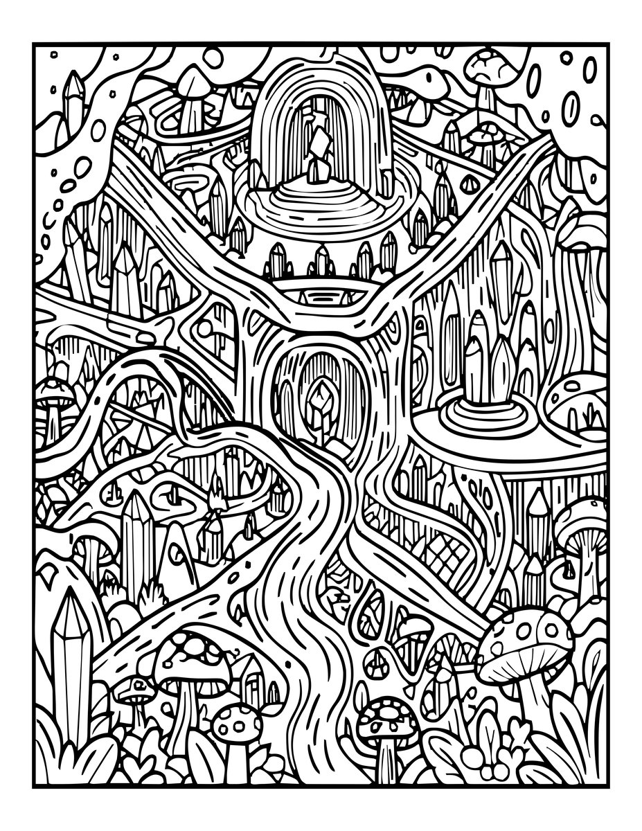 Underground Realm - free printable coloring page